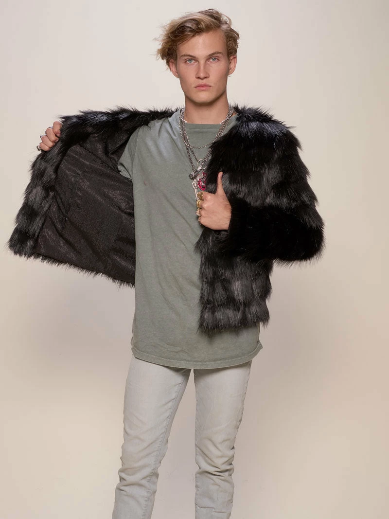 SpiritHoods LLC Black Tundra Fox Faux Fur Bomber Jacket | Men's DAY TIME STYLE 2 SpiritHoods LLC Black Tundra Fox Faux Fur Bomber Jacket | Men's DAY TIME STYLE