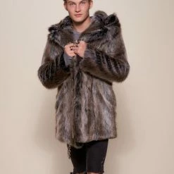 SpiritHoods LLC VIBRANT COLORS Grey Wolf Galaxy Classic Collector Edition Faux Fur Coat | Men's 12 SpiritHoods LLC VIBRANT COLORS Grey Wolf Galaxy Classic Collector Edition Faux Fur Coat | Men's