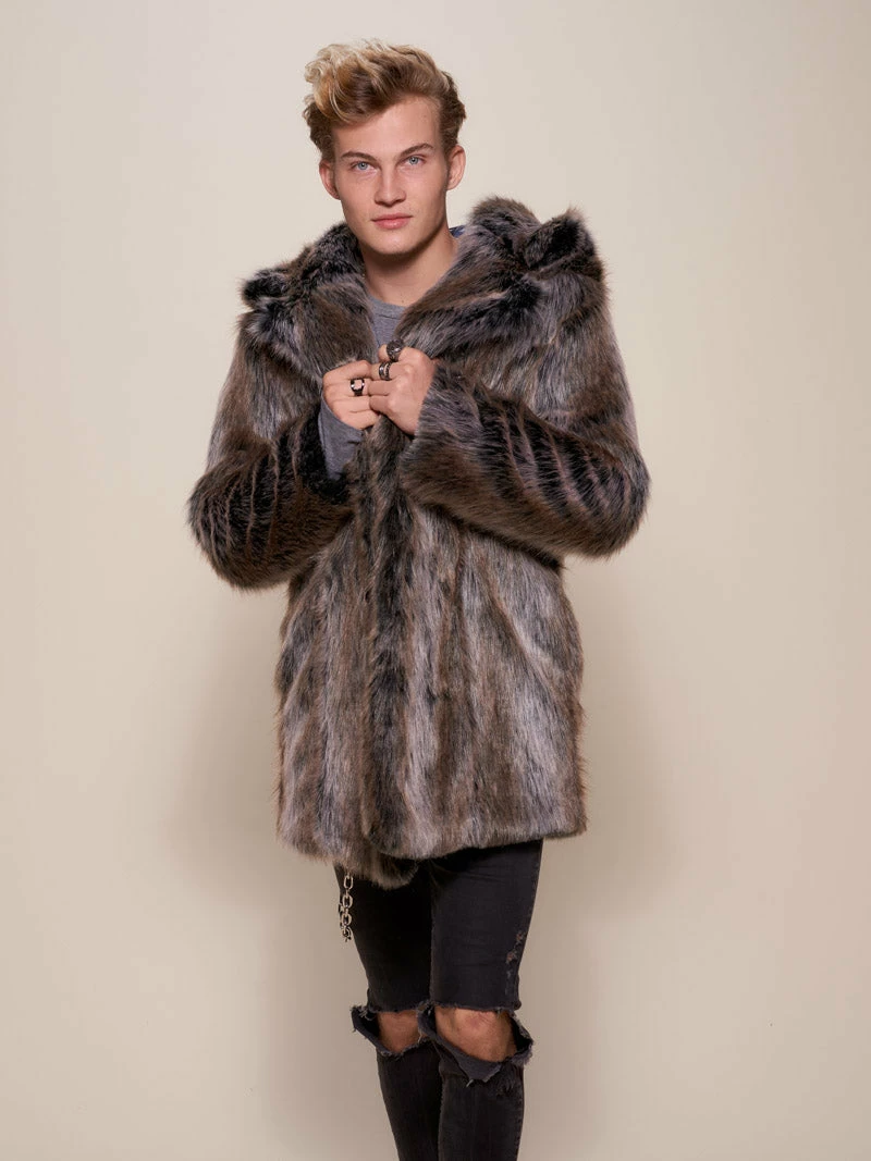 SpiritHoods LLC VIBRANT COLORS Grey Wolf Galaxy Classic Collector Edition Faux Fur Coat | Men's 6 SpiritHoods LLC VIBRANT COLORS Grey Wolf Galaxy Classic Collector Edition Faux Fur Coat | Men's