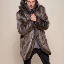 SpiritHoods LLC VIBRANT COLORS Grey Wolf Galaxy Classic Collector Edition Faux Fur Coat | Men's 9 SpiritHoods LLC VIBRANT COLORS Grey Wolf Galaxy Classic Collector Edition Faux Fur Coat | Men's