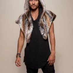 SpiritHoods LLC Red Tail Hawk Faux Fur Shawl | Men's DAY TIME STYLE