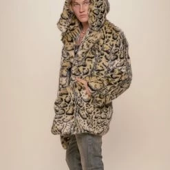 SpiritHoods LLC NIGHT TIME STYLE Ocelot Luxe Classic Faux Fur Coat | Men's