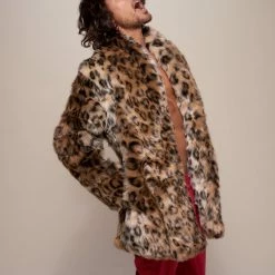 SpiritHoods LLC Leopard Collared Faux Fur Coat | Men's NIGHT TIME STYLE