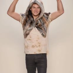 SpiritHoods LLC Red Tail Hawk Faux Fur Shawl | Men's DAY TIME STYLE