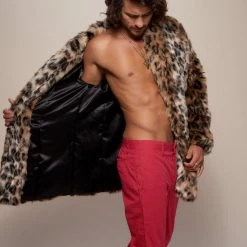SpiritHoods LLC Leopard Collared Faux Fur Coat | Men's NIGHT TIME STYLE