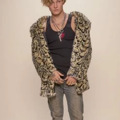 SpiritHoods LLC NIGHT TIME STYLE Ocelot Luxe Classic Faux Fur Coat | Men's