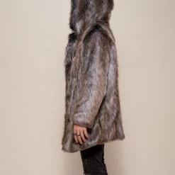 SpiritHoods LLC VIBRANT COLORS Grey Wolf Galaxy Classic Collector Edition Faux Fur Coat | Men's 11 SpiritHoods LLC VIBRANT COLORS Grey Wolf Galaxy Classic Collector Edition Faux Fur Coat | Men's