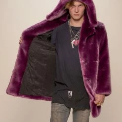 SpiritHoods LLC COLORFUL PARTY ANIMALS Lavender Wolf Luxe Classic Faux Fur Coat | Men's