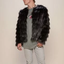 SpiritHoods LLC Black Tundra Fox Faux Fur Bomber Jacket | Men's DAY TIME STYLE 12 SpiritHoods LLC Black Tundra Fox Faux Fur Bomber Jacket | Men's DAY TIME STYLE