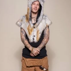 SpiritHoods LLC Arctic Fox Collector Edition Faux Fur Shawl | Men's DAY TIME STYLE