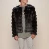 SpiritHoods LLC Black Tundra Fox Faux Fur Bomber Jacket | Men's DAY TIME STYLE