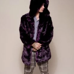 SpiritHoods LLC Midnight Wolf Luxe Classic Faux Fur Coat | Men's PREMIUM DESIGNS