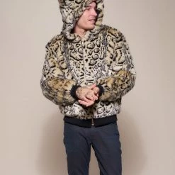 SpiritHoods LLC Ocelot Luxe Classic Faux Fur Bomber Jacket | Men's PREMIUM DESIGNS