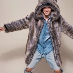 SpiritHoods LLC Grey Wolf Classic Faux Fur Coat | Men's