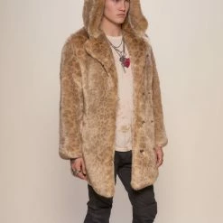 SpiritHoods LLC African Golden Cat Luxe Hooded Faux Fur Coat | Men's