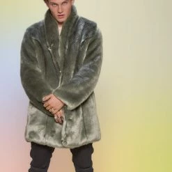 SpiritHoods LLC FESTIVAL SALE Hummingbird Luxe Collared Faux Fur Coat | Men's