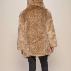 SpiritHoods LLC African Golden Cat Luxe Hooded Faux Fur Coat | Men's