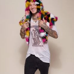 SpiritHoods LLC COLORFUL PARTY ANIMALS Rainbow Butterfly Hooded Faux Fur Shawl | Men's 13 SpiritHoods LLC COLORFUL PARTY ANIMALS Rainbow Butterfly Hooded Faux Fur Shawl | Men's