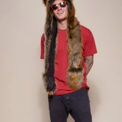 SpiritHoods LLC Red Wolf Faux Fur Hood | Men's FESTIVAL