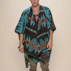 SpiritHoods LLC MENS Grey Wolf Fabric Poncho | Men's