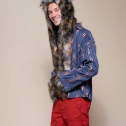 SpiritHoods LLC Brindle Wolf Collector Edition Faux Fur Hood | Men's DAY TIME STYLE