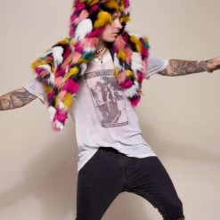 SpiritHoods LLC COLORFUL PARTY ANIMALS Rainbow Butterfly Hooded Faux Fur Shawl | Men's 11 SpiritHoods LLC COLORFUL PARTY ANIMALS Rainbow Butterfly Hooded Faux Fur Shawl | Men's