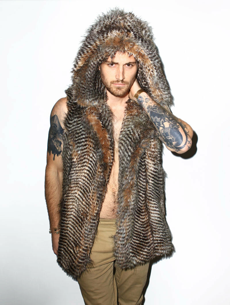 SpiritHoods LLC DAY TIME STYLE Nighthawk Hooded Faux Fur Vest | Men's 1 SpiritHoods LLC DAY TIME STYLE Nighthawk Hooded Faux Fur Vest | Men's
