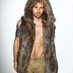 SpiritHoods LLC DAY TIME STYLE Nighthawk Hooded Faux Fur Vest | Men's 9 SpiritHoods LLC DAY TIME STYLE Nighthawk Hooded Faux Fur Vest | Men's