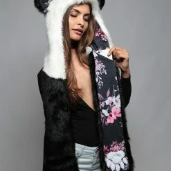 SpiritHoods LLC BACK-IN-STOCK Panda Cherry Blossom Bear Faux Fur Hood | Women's