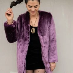 SpiritHoods LLC Lavender Wolf V-Neck Luxe Faux Fur Coat | Women's 11 SpiritHoods LLC Lavender Wolf V-Neck Luxe Faux Fur Coat | Women's