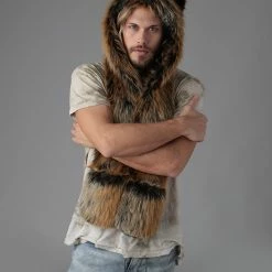 SpiritHoods LLC Red Wolf Faux Fur Hood | Men's FESTIVAL