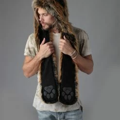 SpiritHoods LLC Red Wolf Faux Fur Hood | Men's FESTIVAL