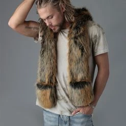 SpiritHoods LLC Red Wolf Faux Fur Hood | Men's FESTIVAL