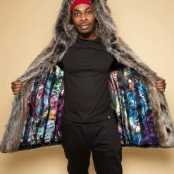 SpiritHoods LLC VIBRANT COLORS Bart Cooper Grey Wolf Faux Fur Coat Artist Edition 8 SpiritHoods LLC VIBRANT COLORS Bart Cooper Grey Wolf Faux Fur Coat Artist Edition
