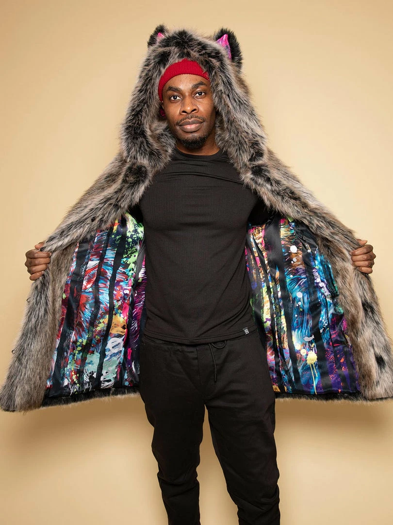 SpiritHoods LLC VIBRANT COLORS Bart Cooper Grey Wolf Faux Fur Coat Artist Edition 4 SpiritHoods LLC VIBRANT COLORS Bart Cooper Grey Wolf Faux Fur Coat Artist Edition