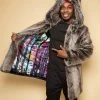 SpiritHoods LLC VIBRANT COLORS Bart Cooper Grey Wolf Faux Fur Coat Artist Edition