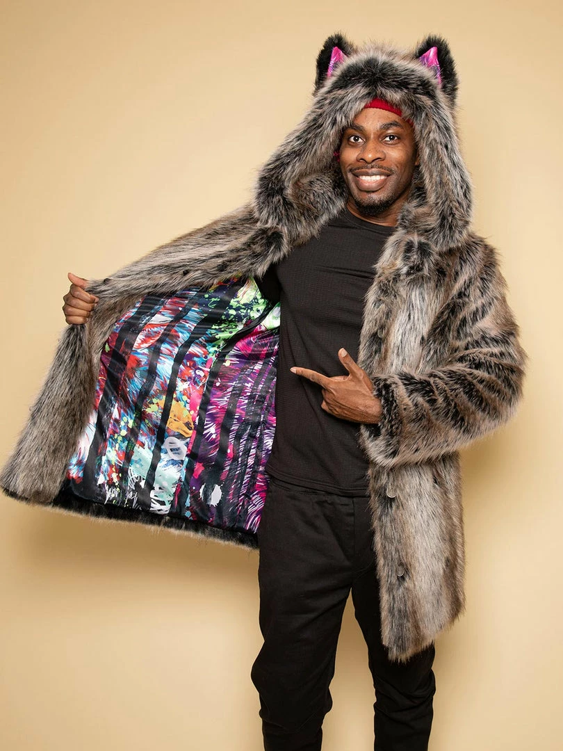 SpiritHoods LLC VIBRANT COLORS Bart Cooper Grey Wolf Faux Fur Coat Artist Edition 1 SpiritHoods LLC VIBRANT COLORS Bart Cooper Grey Wolf Faux Fur Coat Artist Edition