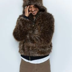 SpiritHoods LLC FESTIVAL SALE Savannah Cat Classic Faux Fur Bomber Jacket | Men's 14 SpiritHoods LLC FESTIVAL SALE Savannah Cat Classic Faux Fur Bomber Jacket | Men's