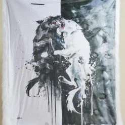 SpiritHoods LLC Artist Edition Lora Zombie The One You Feed White Wolf Faux Fur Throw