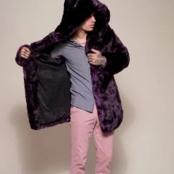 SpiritHoods LLC Midnight Wolf Luxe Classic Faux Fur Coat | Men's PREMIUM DESIGNS