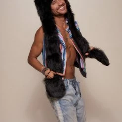 SpiritHoods LLC MENS Black Wolf Faux Fur Hood | Men's