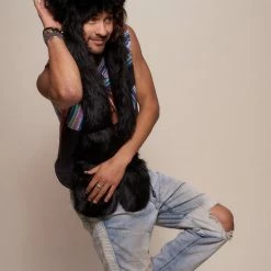 SpiritHoods LLC MENS Black Wolf Faux Fur Hood | Men's