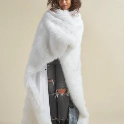 SpiritHoods LLC Artist Edition Lora Zombie The One You Feed White Wolf Faux Fur Throw