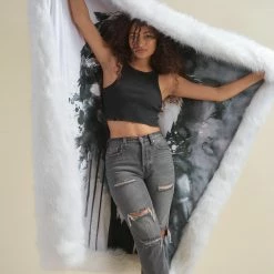 SpiritHoods LLC Artist Edition Lora Zombie The One You Feed White Wolf Faux Fur Throw