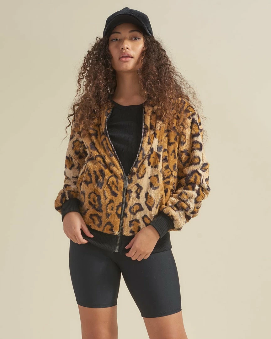SpiritHoods LLC NEW Cheetah ULTRA SOFT Faux Fur Bomber Jacket | Women's 1 SpiritHoods LLC NEW Cheetah ULTRA SOFT Faux Fur Bomber Jacket | Women's
