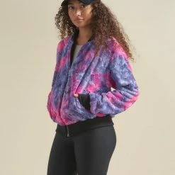 SpiritHoods LLC Cotton Candy Kitty ULTRA SOFT Faux Fur Bomber Jacket | Women's NEW