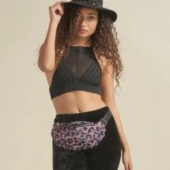 SpiritHoods LLC FESTIVAL Lavender Leopard ULTRA SOFT Faux Fur Fanny Pack