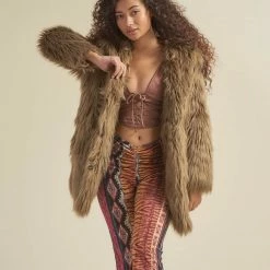 SpiritHoods LLC Ash Wolf Classic Faux Fur Coat | Women's