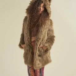 SpiritHoods LLC Ash Wolf Classic Faux Fur Coat | Women's