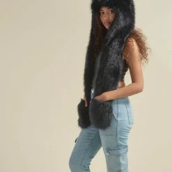 SpiritHoods LLC *Almost Purfect* Graffiti Wolf Luxe Faux Fur Hood